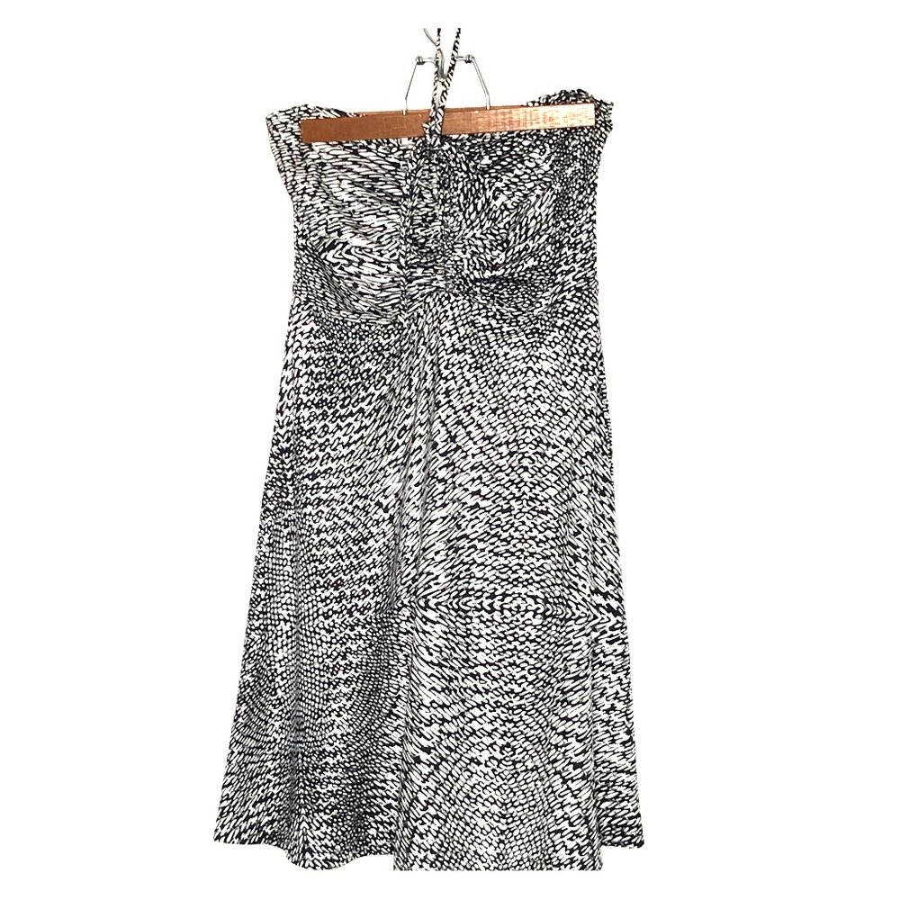 Susana Monaco Halter Dress Black White Silver Sz M